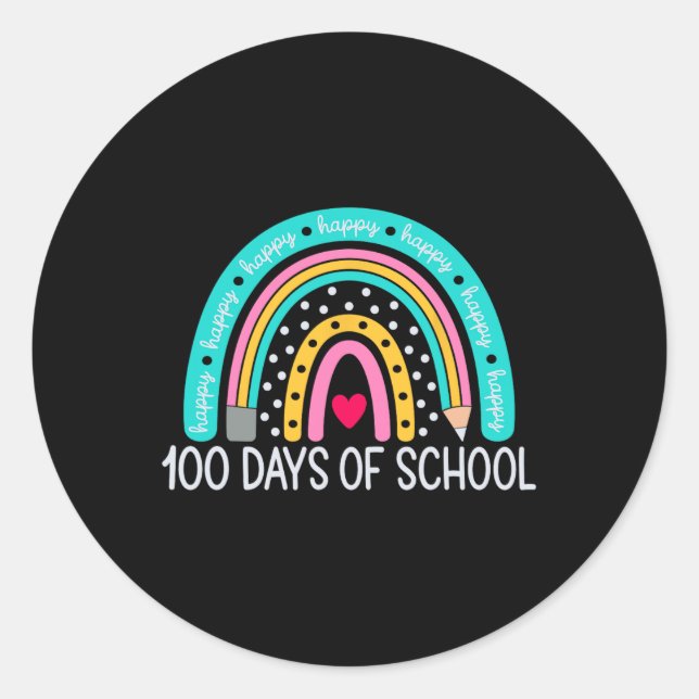Sticker Rond 100e Jour De L'École Enseignant 100 Jours Arc En C (Devant)