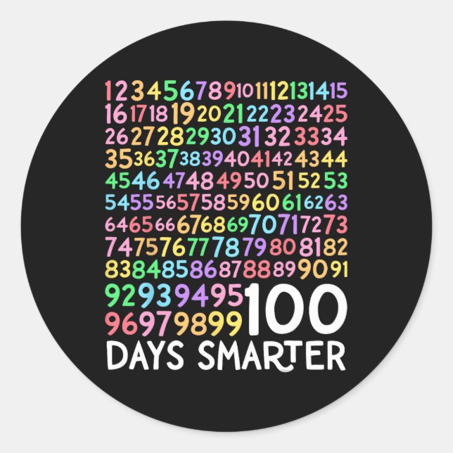 Sticker Rond 100e Jour De L'École Enseignant 100 Jours Mathémat (Devant)