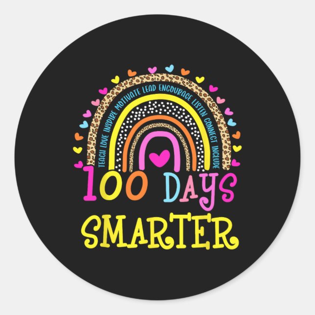 Sticker Rond 100e Jour De L'École Enseignant 100 Jours Smarter  (Devant)