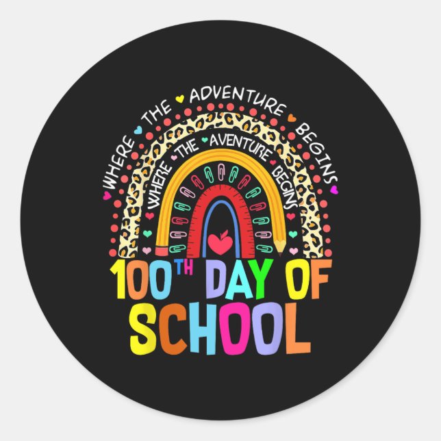 Sticker Rond 100e Jour De L'Enseignant Étudiant 100 Jours Intel (Devant)