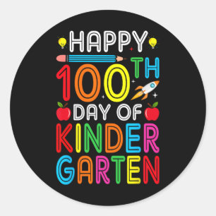 Sticker Rond 100E Jour De Maternelle Enseignant Enfants 100 Jou