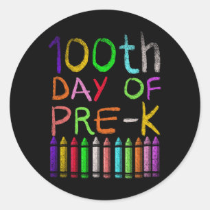 Sticker Rond 100e Jour De Pré K Cadeau Étudiant Heureux 100 Jou