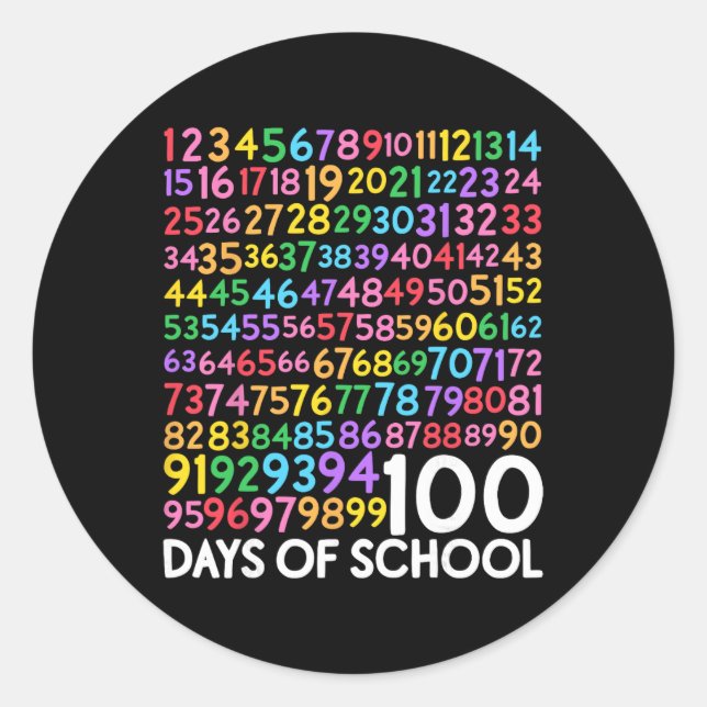 Sticker Rond 100e jour d'école enseignant enfants 100 jours mat (Devant)