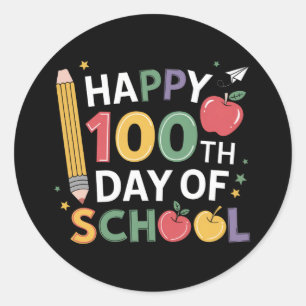 Sticker Rond 100e Jour d'école enseignants heureux 100 jours