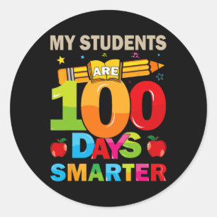 Sticker Rond 100e Jour D'École Mes Élèves Sont Intelligents 100