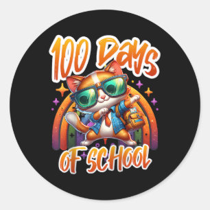 Sticker Rond 100e jour drôle tenue enseignant &amp; élève 100 D