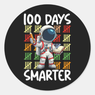 Sticker Rond 100e Jour School Space Lover 100 Jours Smarter Boy