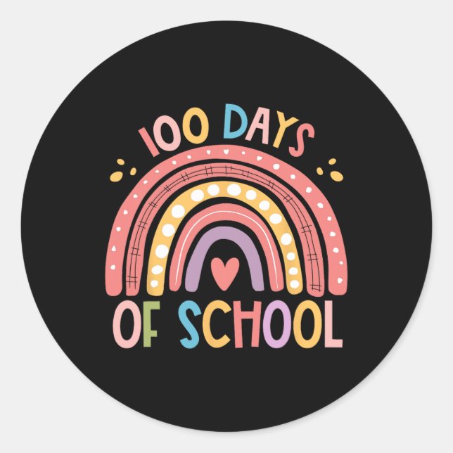 Sticker Rond 100E Jours D'École Drôle Joyeux 100 Jours D'École (Devant)