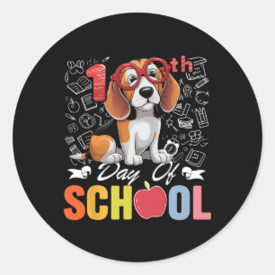 Sticker Rond 100ème Jour De Chien Beagle De L'École Gles 100 Jo