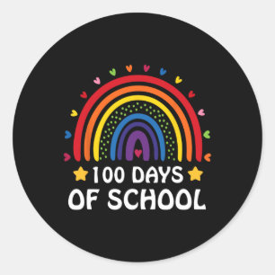 Sticker Rond 100ème Jour De L'École 100 Jours Leopard Arc-En-Ci
