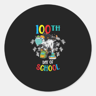 Sticker Rond 100ème Jour De L'École Dinosaures Masque Virtuel