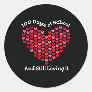 Sticker Rond 100ème Jour De L'École Et Toujours Aimer Il Coeurs
