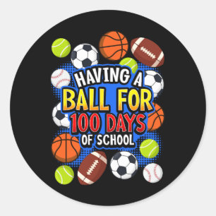 Sticker Rond 100ème Jour De L'École Sketll Football Soccer Sell