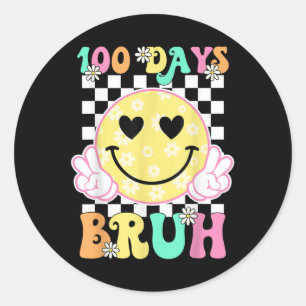 Sticker Rond 100ème Jour De L'École Super Sourire Visage 100 Jo