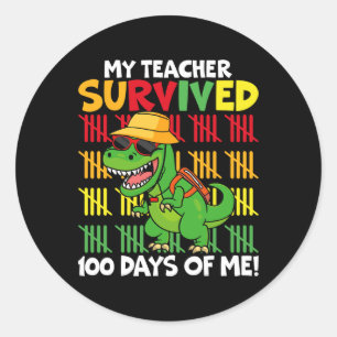 Sticker Rond 100ème Jour D'École Mon Enseignant A Survécu 100 J