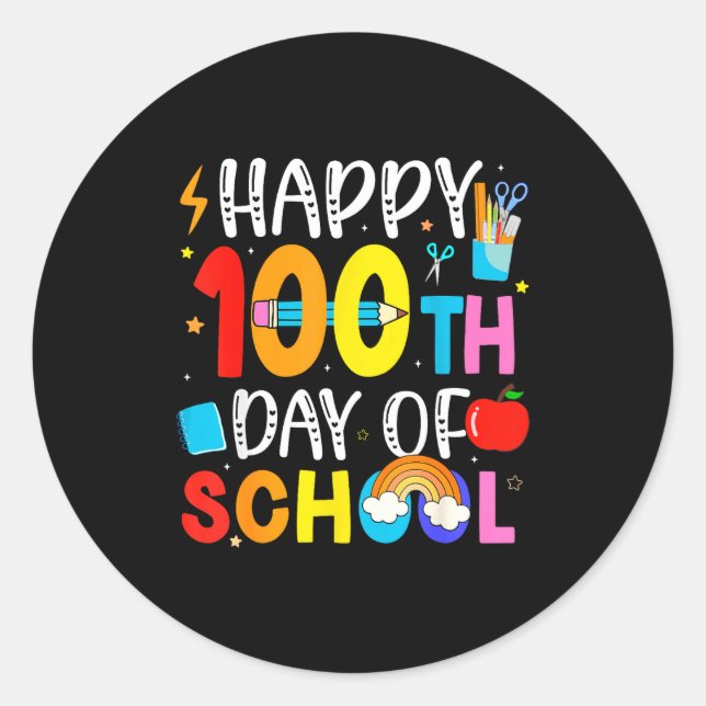 Sticker Rond 100th Day Of School Teachers Students 100 Days Of  (Devant)