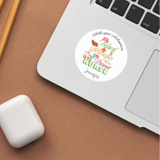 Sticker Rond 100th year celebration black history nurse  (Créateur téléchargé)