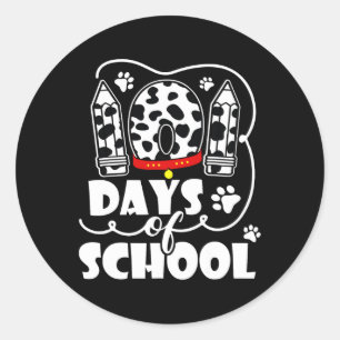 Sticker Rond 101 Jours D'École Chien Dalmatien 100 Jours Plus I
