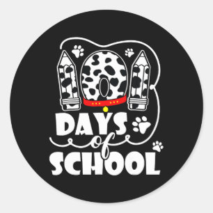 Sticker Rond 101 Jours D'École Dalmatienne Chien Garçons Filles