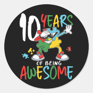Sticker Rond 10 Anniversaire Garçon Ou Sensibilisation sur l'au