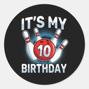 Sticker Rond 10 Ans Bowling 10e Anniversaire Fête Garçons Fille
