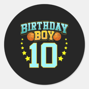 Sticker Rond 10 ans Bysketbyll Joueur 10e fête d'anniversaire