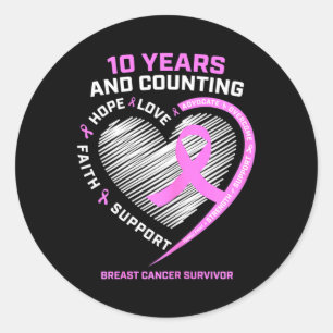 Sticker Rond 10 Ans Cancer Du Sein Les Cadeaux De Survivant Pou