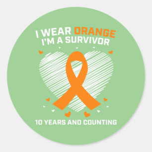 Sticker Rond 10 ans Cancer Libre Leucémie Survivant Cadeaux Ora