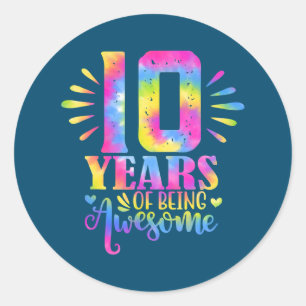 Sticker Rond 10 ans d'être génial 10e anniversaire fille