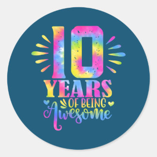 Sticker Rond 10 ans d'être génial 10e anniversaire fille