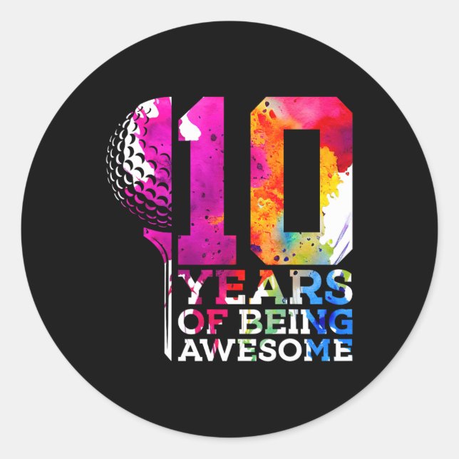 Sticker Rond 10 ans d'être magnifique Golf 10e anniversaire (Devant)