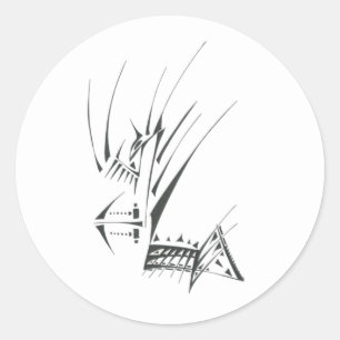 Sticker Rond 10 Art Tribal Tatouage Abstrait Noir Blanc