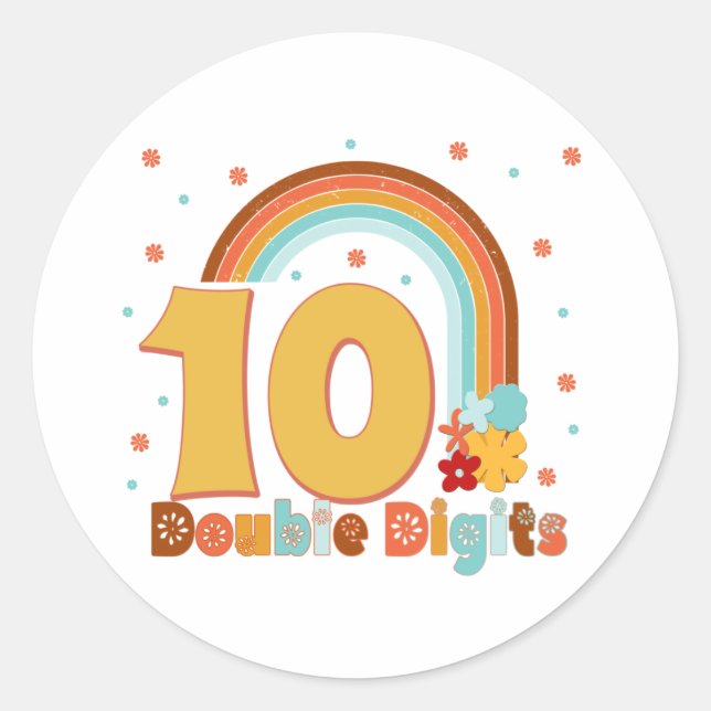 Sticker Rond 10 CHIFFRES Double Anniversaire Fille Fête Super (Devant)