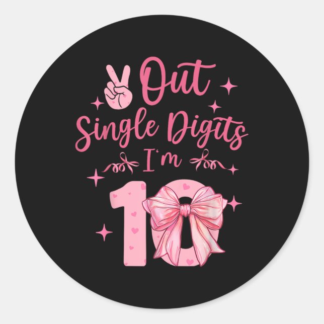 Sticker Rond 10 Chiffres doubles 10e Anniversaire Coquette 10 A (Devant)