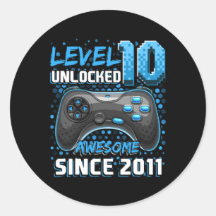 Sticker Rond 10 Déverrouillé Awesome 2011 jeu vidéo 10e anniver