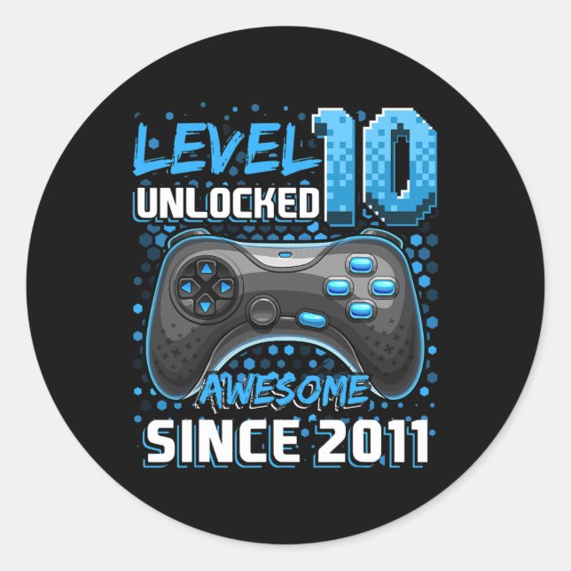 Sticker Rond 10 Déverrouillé Awesome 2011 jeu vidéo 10e anniver (Devant)