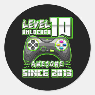 Sticker Rond 10 Déverrouillé Awesome 2013 jeu vidéo 10e anniver