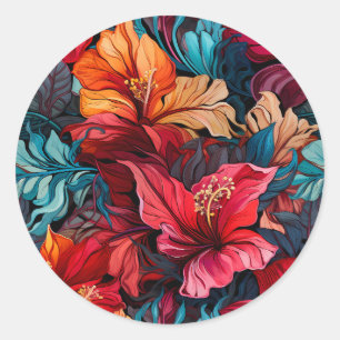 Sticker Rond #10 Motif floral