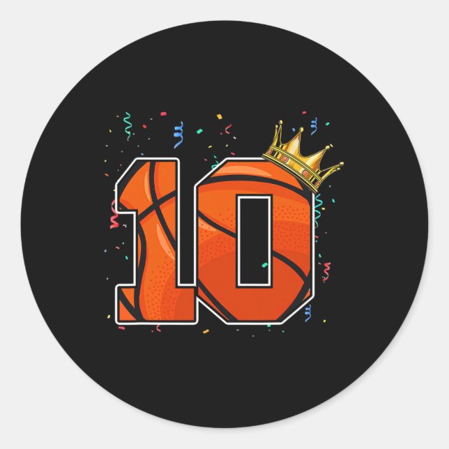 Sticker Rond 10e anniversaire Basketball grand nombre 10 ans Bo (Devant)