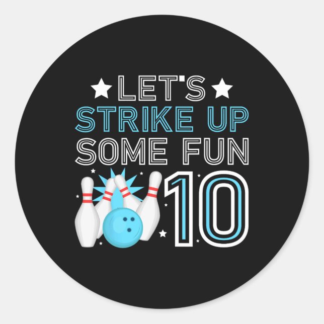 Sticker Rond 10e anniversaire Bowling Boy 10 ans Old Bowlin (Devant)