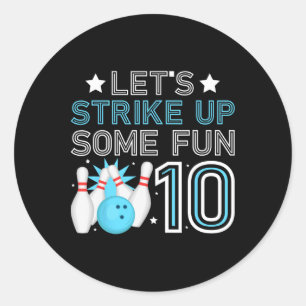 Sticker Rond 10e anniversaire Bowling Boy 10 ans Old Bowlin