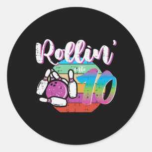 Sticker Rond 10e anniversaire Bowling Rollin Into 10 Anniversai