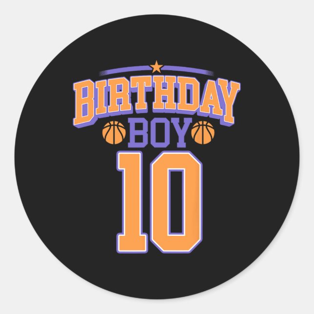 Sticker Rond 10e anniversaire Boy Basketball Lover 10 ans Bd (Devant)