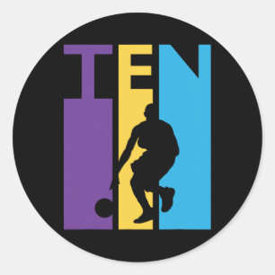 Sticker Rond 10e anniversaire Cadeau Dix Basket coloré 10 ans
