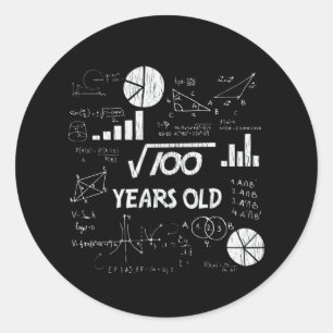 Sticker Rond 10e anniversaire Carré mathématiques racine 10 ans