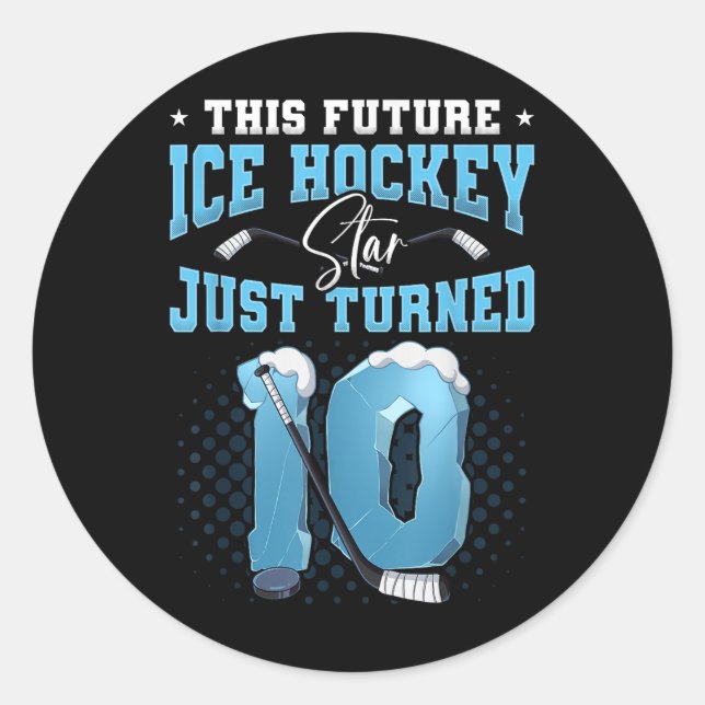 Sticker Rond 10e anniversaire de hockey sur glace (Devant)