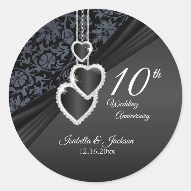 Sticker Rond 10e anniversaire du Mariage de l'Onyx noir (Devant)