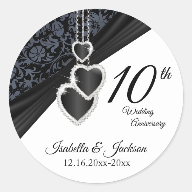 Sticker Rond 10e anniversaire du Mariage Onyx (Devant)