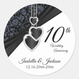 Sticker Rond 10e anniversaire du Mariage Onyx