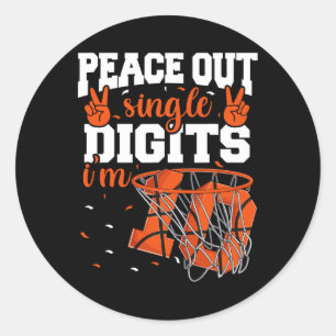 Sticker Rond 10e anniversaire garçons Bysketbyll Peace Out Sing